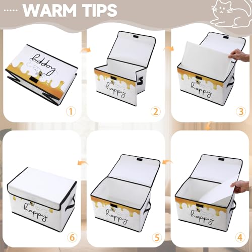 Image of Stackable Storage Bins with Lids,Closet Organizers Fabric Box for Home and Office,Blanket Clothes Organizers,Under Bed Storage Containers 3 Pack