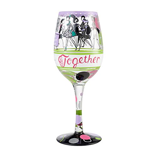 Enesco - 6004358 Enesco Designs By Lolita Girlfriends Together Hand-Painted Artisan Wine Glass, 15 Ounce, Multicolor #TOP2