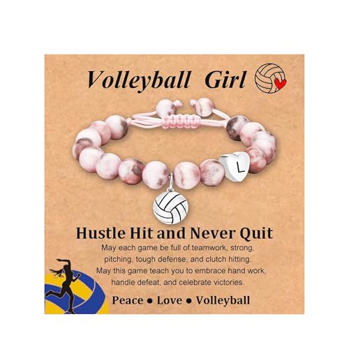 Volleyball/Softball Bracelet Heart Initial Gifts for Girls Women Sports Accessories Jewelry Gift Ideas for Christmas Birthday