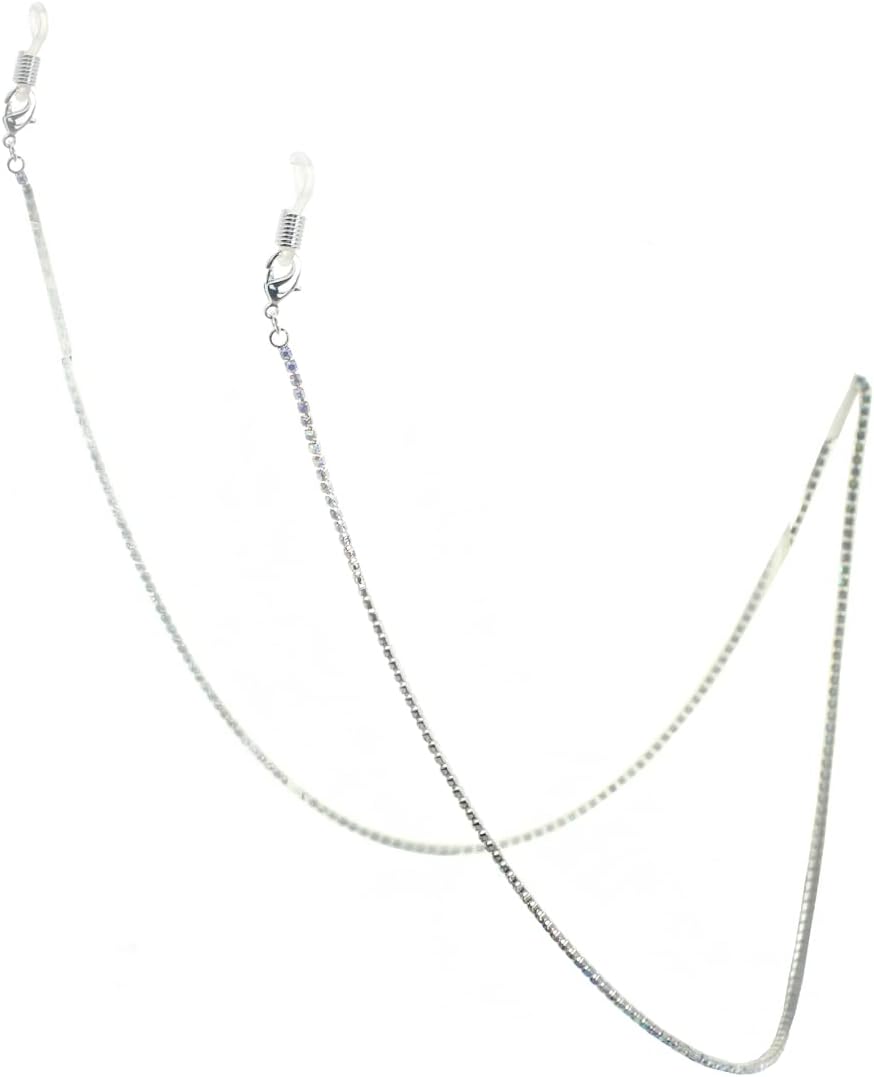 Rosemarie & Jubalee Women's Elegant Crystal Rhinestone Strap Reader Eyeglass Chain Holder Necklace, 28.5"