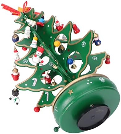 SOIMISS Christmas Tree Music Boxes Mini Tabletop Christmas Tree Wooden Musical Figurine Wind Up Music Box Desktop Decoration for Christmas Birthday Gift
