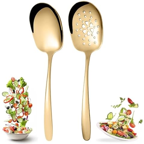 Tomuvpzn X Large Serving Spoons Set, 2 PCS Stainless Steel Serving Spoon, Large Serving Spoons for Buffet, Stainless Steel Cooking Spoon, Mixing Spoon for Banquet Buffet Restaurant Dishwasher Safe Cover