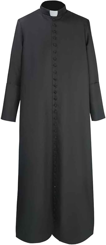 Mens Clergy Robes Priest Robe with 33 Button Cassocks Priest Pastor Robes Preacher Christian Costume