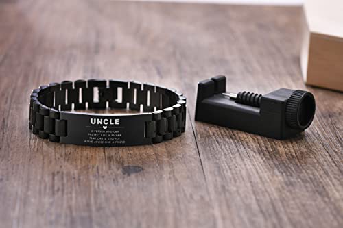 Mealguet To My Uncle Bracelet Gift, Uncle Like A Father Brother Friend Engraved Masculine Handsome Stainless Steel Engraved Link Wristband Bracelet Gift From Niece Nephew,Men's Bracelet Jewelry #TOP2