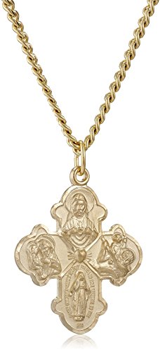 Amazon Essentials Men's 14k Gold-Filled 4-Way Medal Pendant Necklace with Gold-Plated Stainless Steel Chain, 24" - image 1