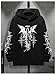 Verdusa Men's Y2k Gothic Graphic Hoodie Sweatshirt Drop Shoulder Streetwear Pullover Tops Black Small