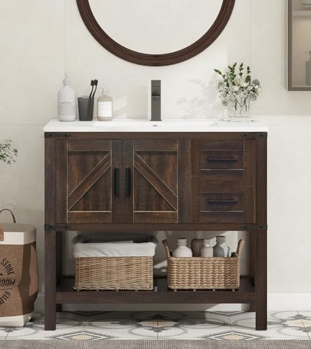 YOURLITE 36" Bathroom Vanity with Sink Combo, Rustic Farmhouse Vanity