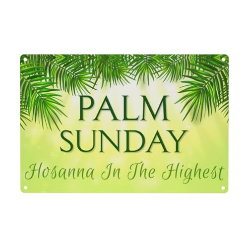 Palm Sunday Sign Door Decorations Wall Art 12x8 Inches Aluminum Signs Decor For Outdoor Home Office Store