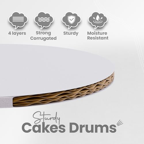 12-Pack Cake Drums 8,10 & 12 inch Reversible, Sturdy 1/2" Thick, Greaseproof, White | Free Prop Up Tool + Matching Ribbon | Professional Round Cake Boards for Tiered, Wedding, Birthday Cakes by DuraDelish - Image 8