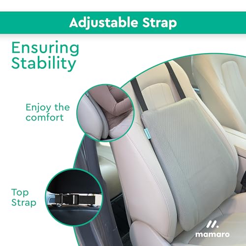 Image of Car Seat Back Cushion with Memory Foam Lumbar Support, Ergonomic Pillow for Back Pain Relief & Spine Alignment, Ideal for Long Drives, Daily Commutes & Office Chairs - Fits All Car Seats (Grey)