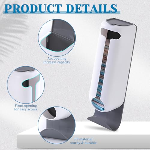 Miniatura 3 de Rkixlix Dispensador De Bolsas De Plástico Portabolsas Organizador Bolsa Basura Contenedor Bolsa Soporte Guarda Bolsos Plástico De Pared Con 2 Adhesivo Para Bolsas De Supermercado, Blanco 37x10x8.4cm