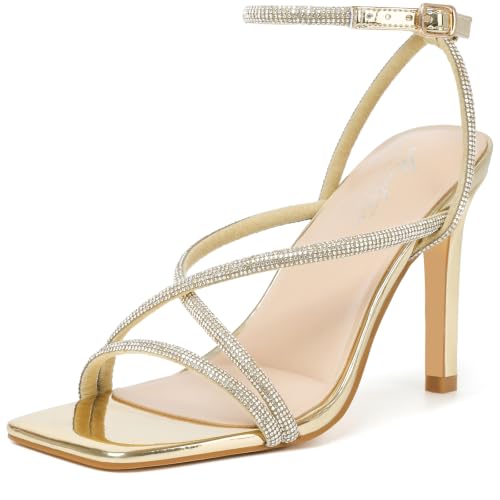 Image of Mostrin Strappy Heels for Women Square Open Toe Lace Up Heeled Sandals Ankle Strap Sexy Stiletto High Heels for Party, Prom, Dating, Wedding