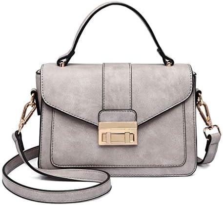 Miss Lulu Women Top Handle Bag Suede Handbags Shoulder Crossbody Bag For Work Shopping Travel Pu Leather (Grey-2)