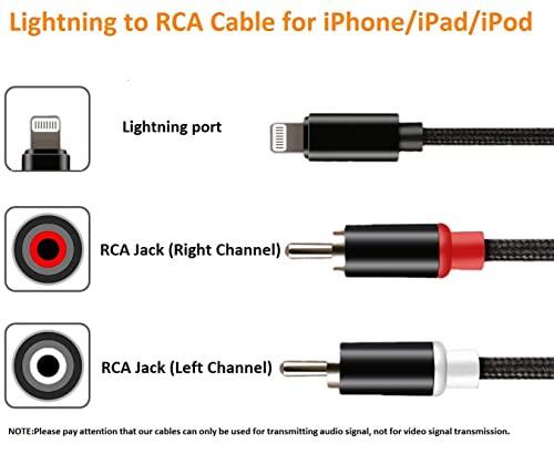 [Apple Mfi Certified] Lightning To Rca Cable For Iphone Ipa-D, 2-Male Y Splitter Aux Audio Cord Compatible With Iphone 12 Pro/11/11 Pro/Xs/X/8/7/6 Adapter For Car, Amplifiers, Home Theater, Speaker #TOP1