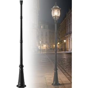 79" Black Cast Aluminum Street Light Pole, 4-Section Adjustable Lamp Post with Threaded Knob Connection & 3" Universal Adapter Cap For Outdoor Porch, Patio, Yard, Garden, Driveway (Light Not Included)