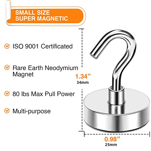 Mikede Magnetic Hooks, 80 Lbs Heavy Duty Earth Magnets With Hooks For Cruise Cabin thumb #2