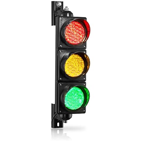 BBMI AC85-265V(4 inch) Traffic Light, Red Yellow Green Traffic Signal Light, PC Housing Stop and Go Light, Outdoor Waterproof IP65 Industrial LED Traffic Lamp Cover