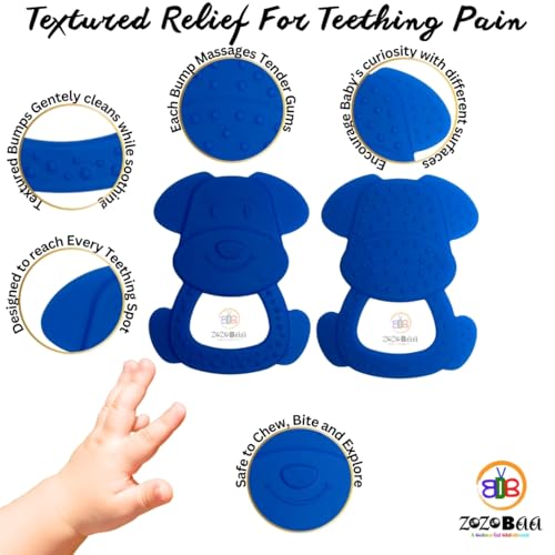 Image of Cute Shape Soft Silicone Teether for Baby Gums, Teething Toys for Babies, BPA Free, Pain-Relief, Non-Toxic, 100% Food Grade, Soothing, Easy to Grasp Chewable - Dog Rabbit (Pack of 2)