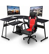 ivinta Reversible Black Gaming Desk Corner Desk Modern L-Shaped Desk Computer Desk for Home Offic...