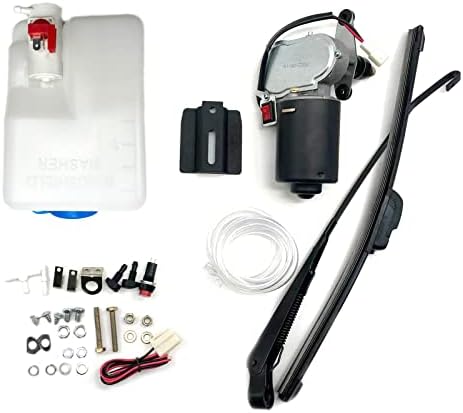 Electric UTV Windshield Wiper Kit, 12V Electric Motor, Washer Pump Kit Compatible with Honda Pioneer Talon Polaris RZR Ranger Can Am X3 Defender Commander Marverick Kawasaki Mule Teryx