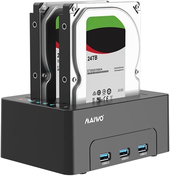 MAIWO Dual Bay Hard Drive Docking Station with Offline Clone for 2.5 3.5 Inch SATA HDD SSD