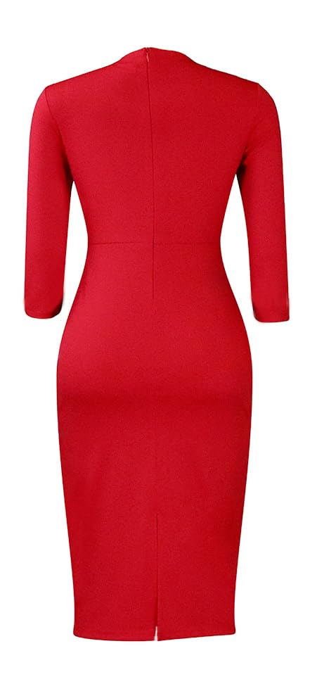 Image of Midi Dress for Women Elegance Church Dresses Office Work Bodycon Pencil Dress Casual Spring and Autumn Business Outfits