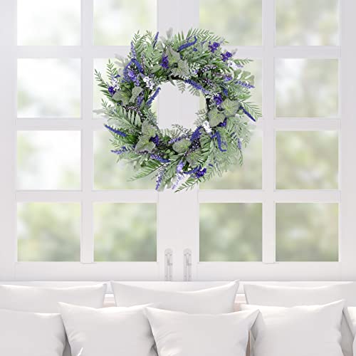 24" Artificial Lavender Wreath With 2 Picks, Fake Lavender Wreath For Front Door, Door Wreath For Spring Summer Farmhouse Wreath Decorative Flower Wreath Outdoor Wreath #TOP4