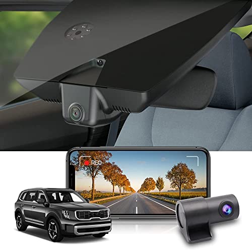 Fitcamx 4K Dual Dash Cam Suitable for Kia Telluride S LX EX SX X-pro X-Line 2020 2021 2022 (Part NO#S9000), OEM Look, Front 2160P+Rear 1080P Video, Built-in WiFi & APP, Loop Recording, G-Sensor, 128GB