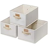 Storage Baskets for Organizing 3 Pack, Decorative Storage Baskets for Shelves, Rectangle Cube Storage Bins, Foldable Sturdy Fabric Storage Cubes with Handle, Bins for Cube Storage for Home|Office