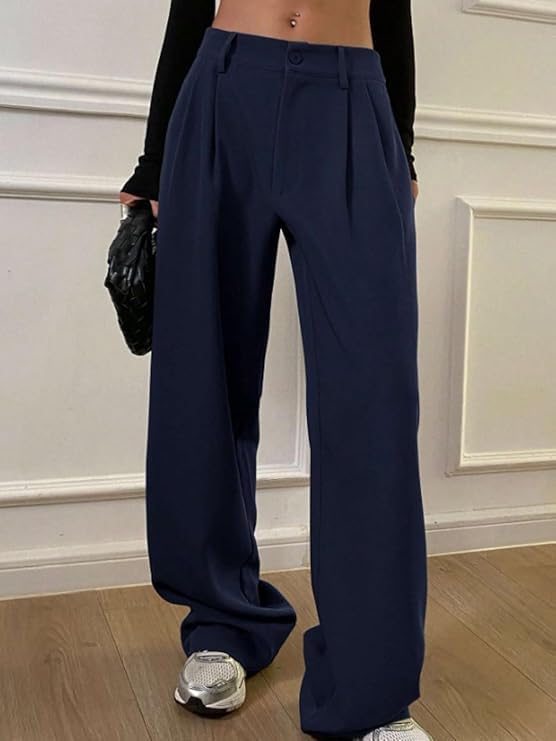 Image of OOMPH! Women's High-Waisted Pant | Wide Leg Trousers | Korean Style Stretchable Trouser