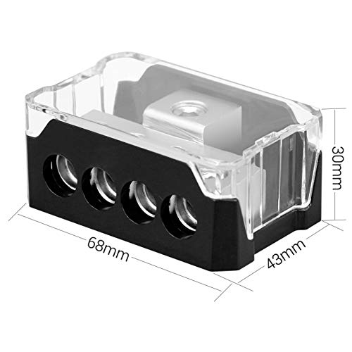 Temank Power Distribution Block 4 Way, 0 2 4 Awg Gauge In / 4 8 10 Gauge Out, Car Audio Stereo Amp Distribution Connecting Block For Car Audio Splitter 2 Pcs (1 In 4 Out) #TOP5