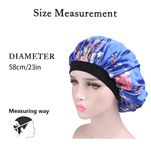 Soft Nachtrust Cap Satin Hair Bonnet Hat Gezellig Silk Head Cover Met Brede Elastische Wide Band 58cm - Image 3