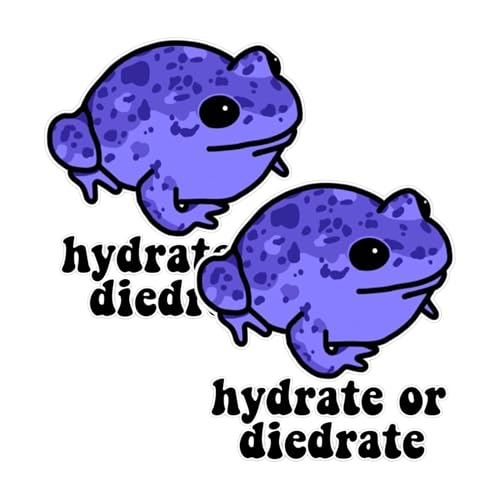 Image of eDesign 2-Pack Hydrate or Diedrate Frog Bumper Sticker Decal - 4 Inches - for Waterbottle Car Truck SUV Van Window Bumper Wall Laptop Tablet Cup Tumbler and Any Smooth Surface