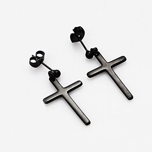 gazechimp Aço Inoxidável 316L Sólido Pequeno Crucifixo Cruz Dangle Brincos Mulheres Masculinas