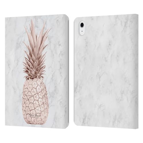 Étui portefeuille iPad Air 2020/2022 housse protection antichoc rose or marbre ananas