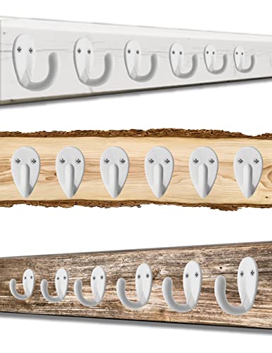Fuxxer 6x Klassische Eisen-Haken, Garderoben-Haken, Kleider-Haken, 6er Set, weiß