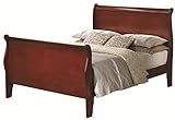 Louis Philippe King Sleigh Panel Bed Red Brown