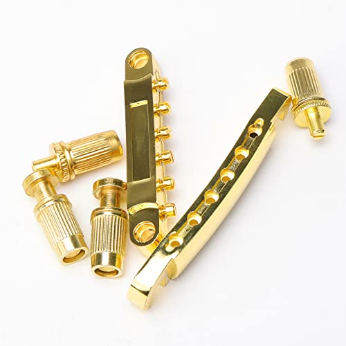 Set Of Gold Tune-O-Matic Guitar Bridge Tailpiece For Lp Electric Guitar Replacement Parts #TOP4