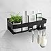 Duschablage Ohne Bohren Schwarz Duschregal Duschkorb, Selbstklebend Badregal Ohne Bohren Edelstahl Badezimmer Regal mit Haken und Rasiermesserhalter für Bad Aufbewahrung & Organisation