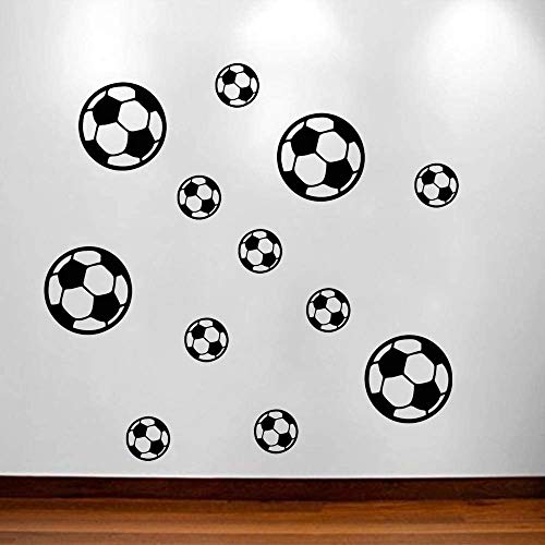 Lzymsz 12Pcs Soccer Ball Football Wall Decal Sticker, Removable Soccer Wall Decoration, Available In 2 Sizes Diy Sticker Mural Sets For Kids Rooms Bedroom Living Room Playroom Soccer Fans Home Decor #TOP2