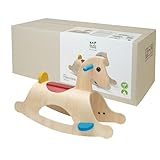 PlanToys® Classic Wooden Palomino Rocking Horse for Toddlers | Eco-Friendly Montessori Ride-On Toy for Balance, Strength & Coordination | Sustainable Rubberwood Construction