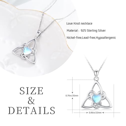 Collier celtique argent 925 anti-allergie avec pierre de lune véritable