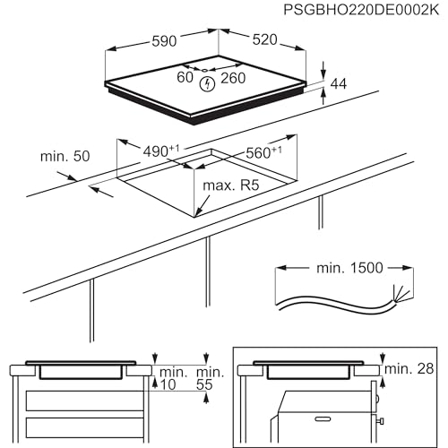 Table Induction Electrolux EIV63343 – 3 Foyers 7200W 59 cm - vue 8