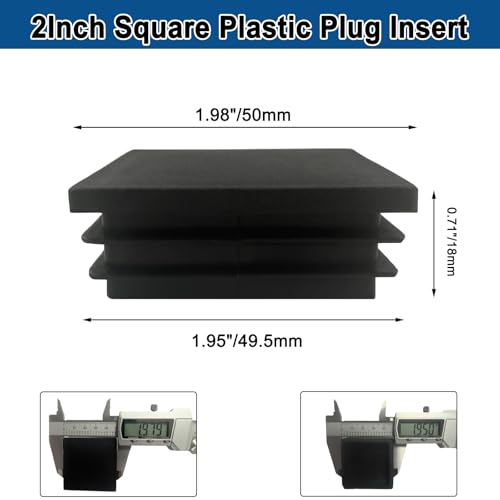 Image of 30 Pack Tubing Plug, 2Inch Square Plastic Plug Insert, Square End Caps for Metal Tube, Chair Legs, Fence