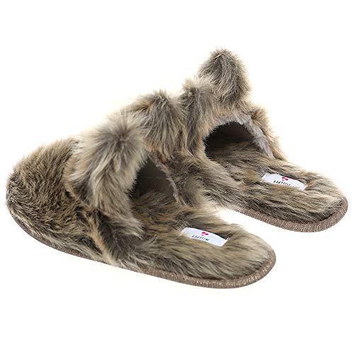 Womens Mens Dog Ears Bear Indoor Slippers Winter Warm Fluffy Slides Fuzzy Memory Foam House Bedroom Slippers4