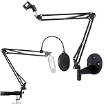 Mic Stand, 2in1 Condenser Microphone stand Boom for Blue Yeti,Nano,X,Pro,Snowball iCE, AT2020...