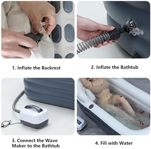 Tapis de bain antidérapant gonflable et machine de bain moussant avec télécommande sans fil