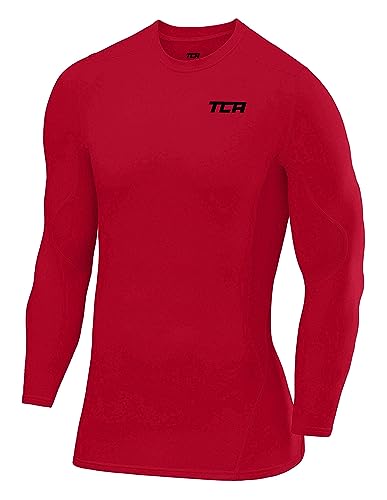 TCA Boys' SuperThermal Compression Base Layer Football Running Top Long Sleeve Thermal Under Shirt - Team Red, 12-14 Years