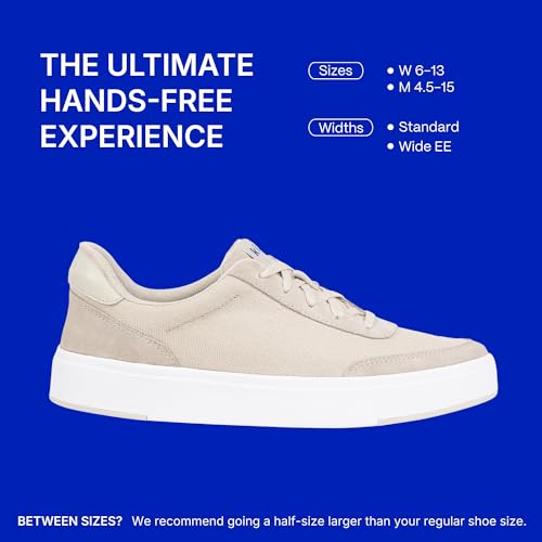 Kizik Slip On Sneakers: Prague - Court Style, 4-Way Stretch Canvas with Suede Details, Casual Shoes for Women & Men, Hands Free Convenience - Wide Width4