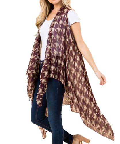 Image of Scarfand's Women's Sheer Open Front Lightweight Sleeveless Long Duster Cardigan Vest